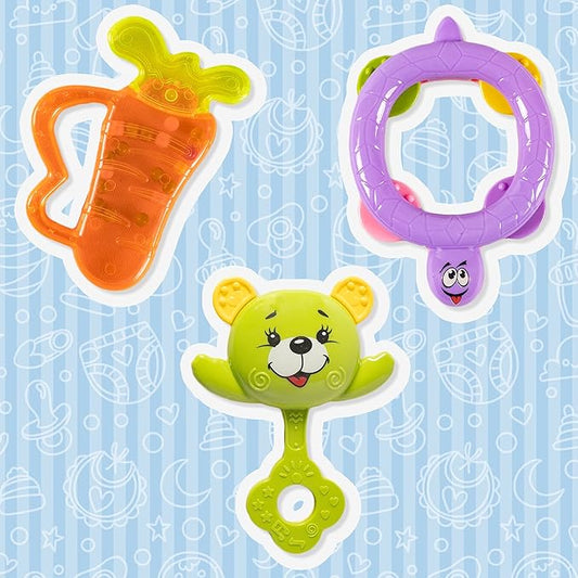 Ratna's Colourful Rattle Set for Toddlers | Perfect Rattle Sets for Little Hands | Happy Baby Rattle Set 3 Pieces