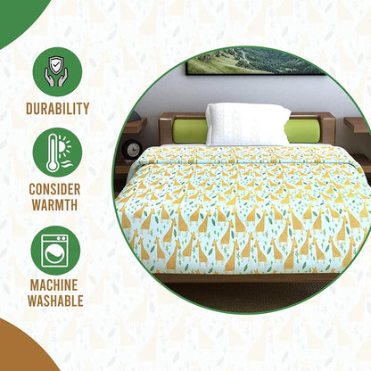 Divine Casa 120 GSM Cotton Single Bed Comforter Soft & Lightweight Reversible All-Season Blanket Colour Misty Jade