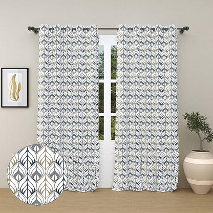 Haus & kinder Cotton Curtains Set of 2 for Bedroom Window Door Curtains (5ft x 7ft) | Colour Aurora