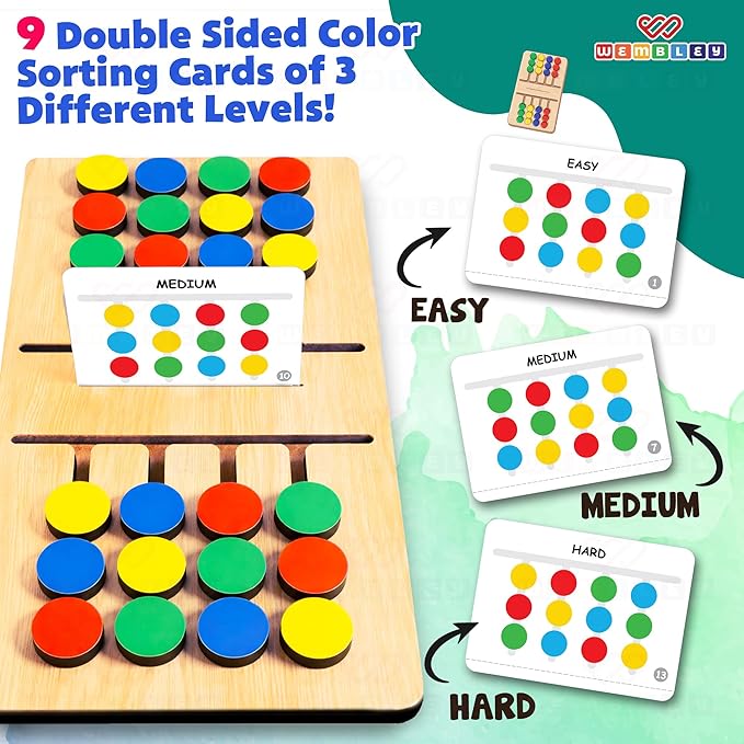 Wembley Montessori Slide Puzzle for Kids 4–8 Years Wooden Color & Pattern Matching