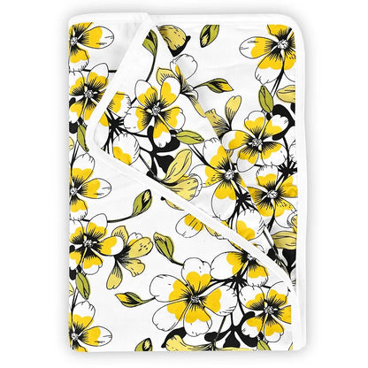 Divine Casa Floret 100% Cotton Single Kids Dohar 120 GSM Soft & Lightweight Throw Blanket Colour Daffodil Yellow
