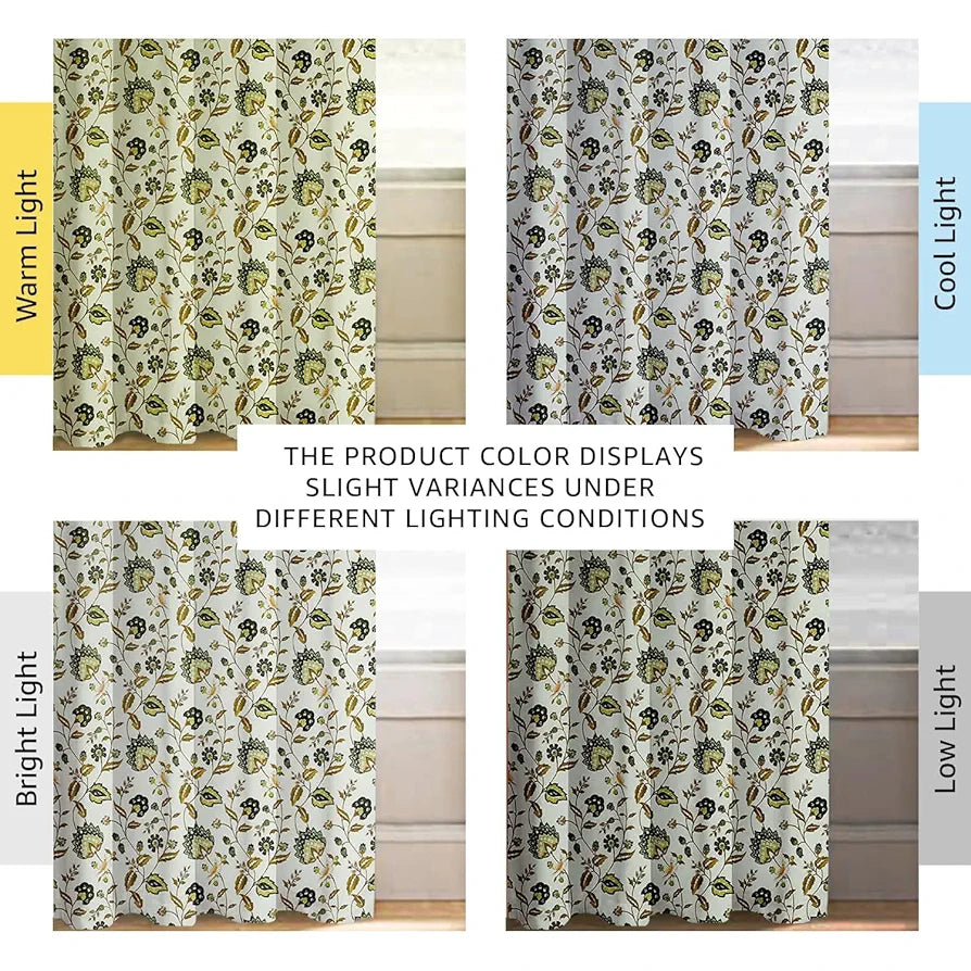 Cloth Fusion Blackout Printed Premium Door Curtains 7 Feet Long Set of 2 Green Flower