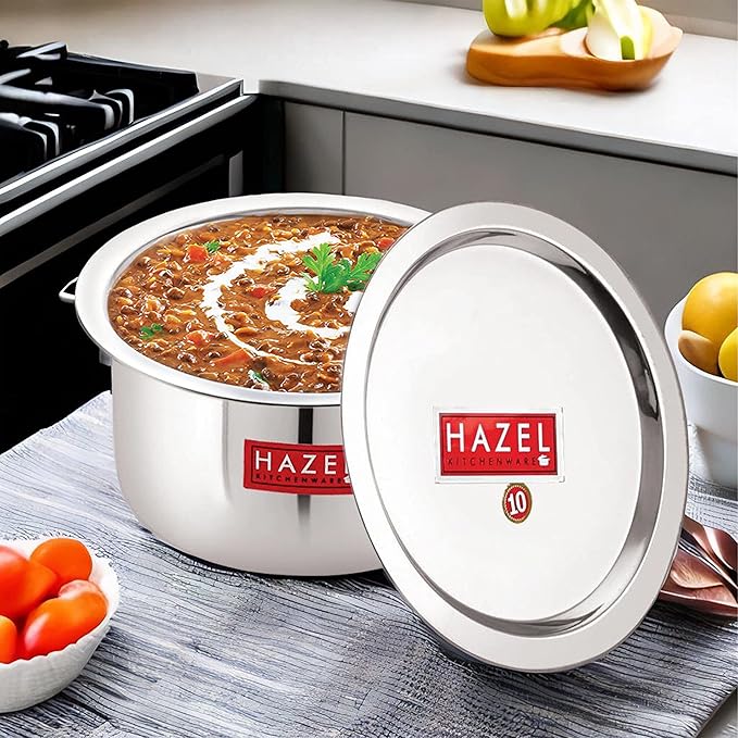 Hazel Alfa Stainless Steel Tope Patila with Lid Premium Heavy Gauge Flat Bottom Boiling Vessels