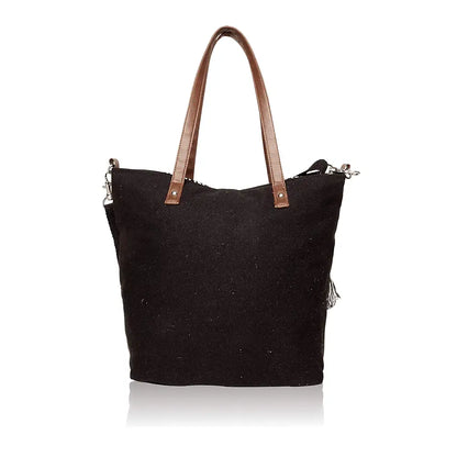 Astrid Cotton Tote Bags Black Textured