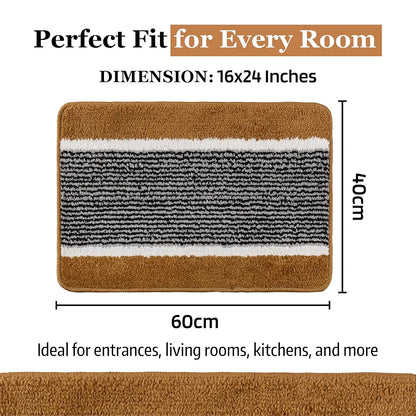 Kuber Industries Anti-Skid Water-Absorbent Door Mats for Home Micro Wings Lining Golden