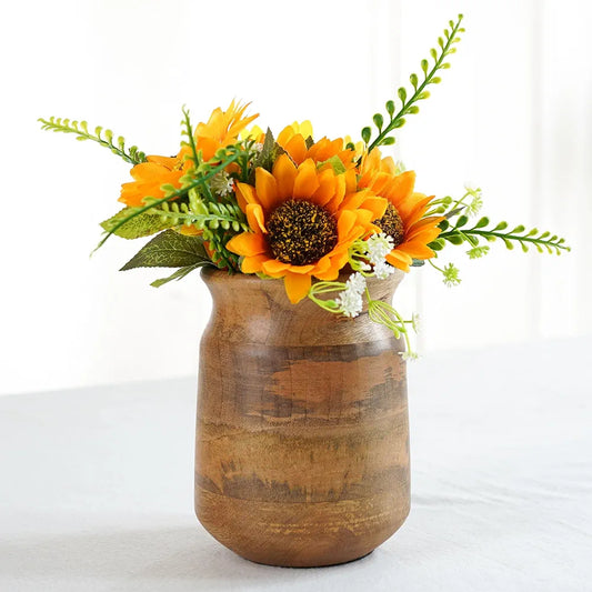 Behoma Flower Vase Jar Shape Mango Wood Vases Natural Light Brown Finish Flowers not Included