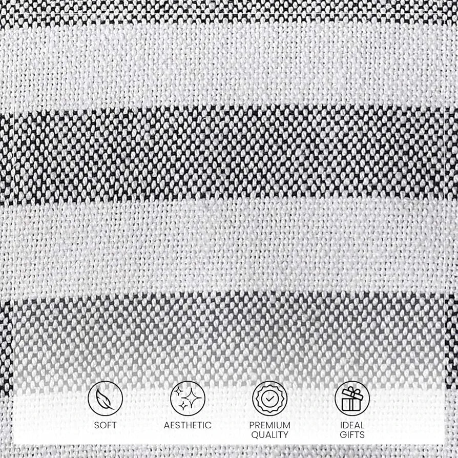 Sashaa World Striped Cotton Throw Bedcover Super Soft & Breathable Throw Blanket (Black/White)