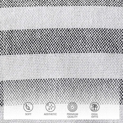 Sashaa World Striped Cotton Throw Bedcover Super Soft & Breathable Throw Blanket (Black/White)