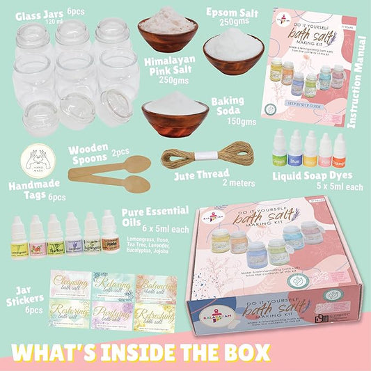 Kalakaram Diy Bath Salt Making Kit - Create 6 Reinvigorating Bath Salt Jars | Diy Kit for Kids | Activity Kit for Kids