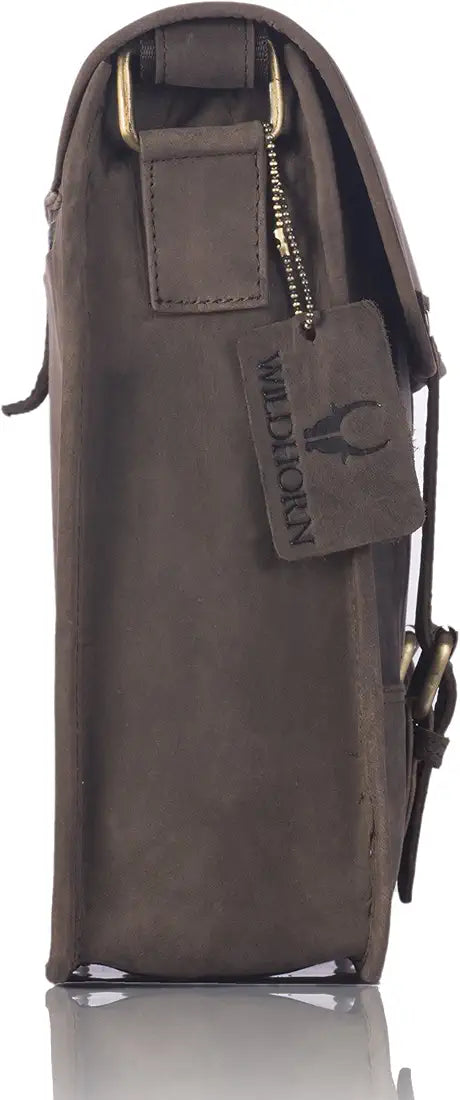WildHorn Classic Leather Messenger Bag for Men I Multiple Pockets I Adjustable Strap I DIMENSION : L-15 inch W-4 inch H-12 inch