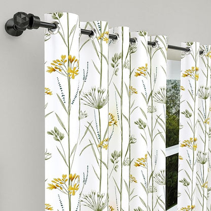 Haus & kinder Cotton Curtains Set of 2 for Bedroom Window Door Curtains | Colour Wild Whisper Yellow