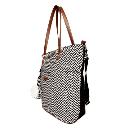 Astrid Cotton Tote Bags Black Textured