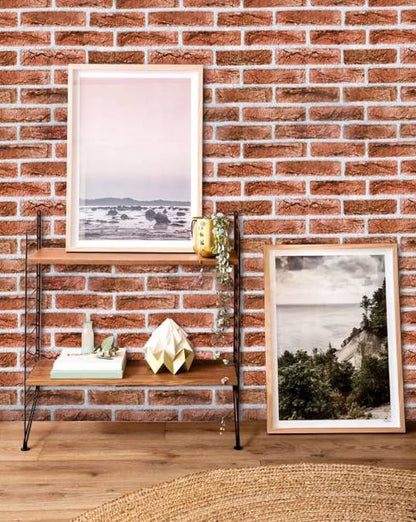 Jaamso Royals Light Red Brick Peel and Stick Wallpaper Wall Decor