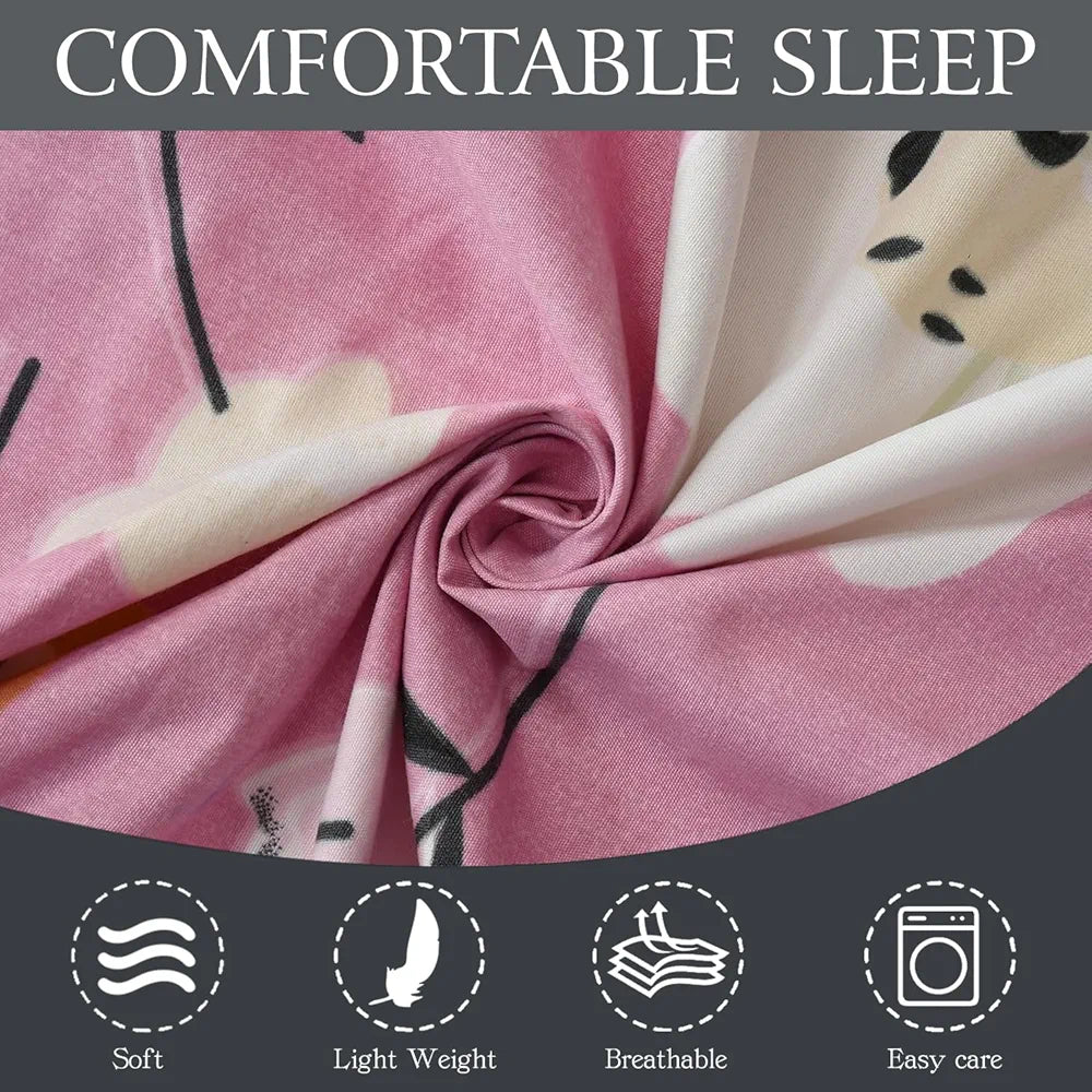 Fresh From Loom Elastic Fitted Floral Bed Sheets Bed Covers Soft Glace Cotton Fitted Bedsheet King Size Bed With Two Pillow Cover,144 TC Punch Pink