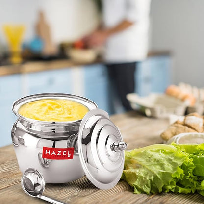 Hazel Stainless Steel Oil And Ghee Container With Spoon For Kitchen 300 Ml Capacity Multipurpose Oil Container