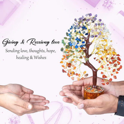 Zaicus Seven Chakra Gemstone Tree Crystal Tree of Life Feng Shui 10-12 Inch Silver Wire