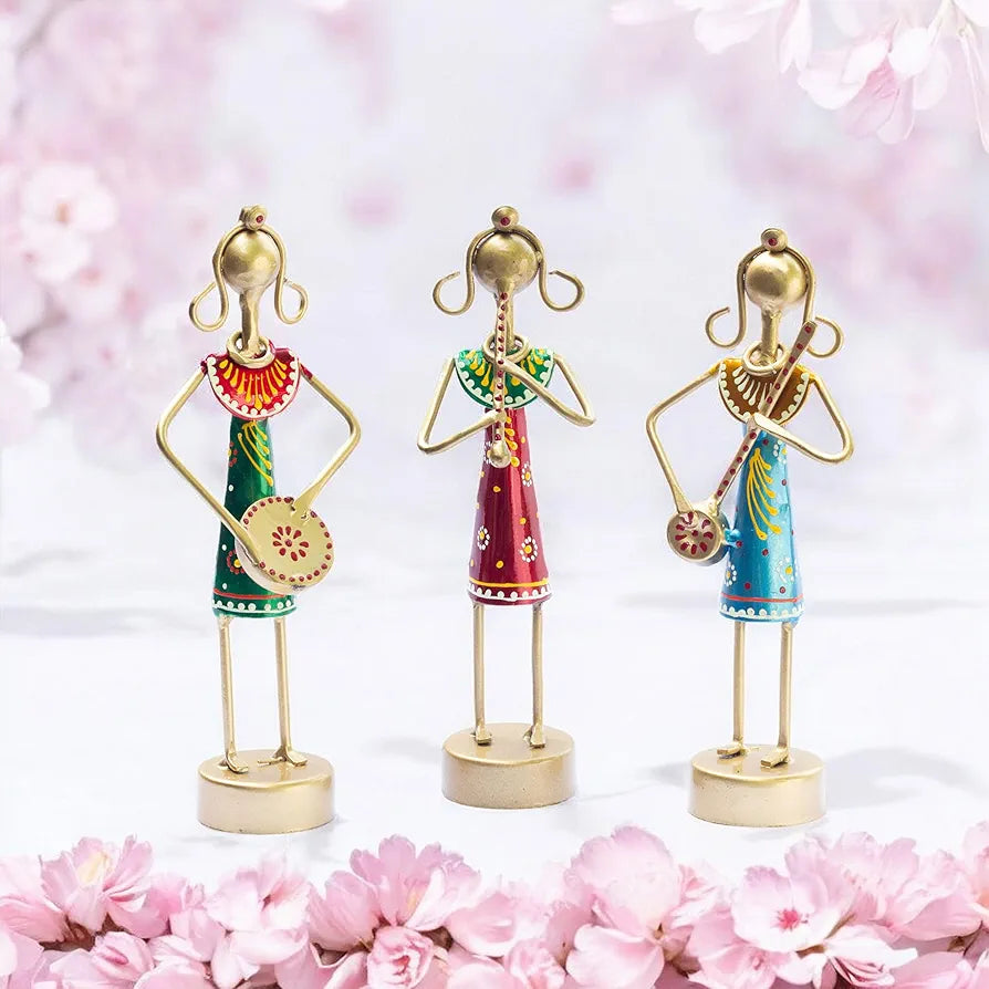 Kraftskala Small Cute 7.5 inch Metal Musician Dolls for Living Room Decor