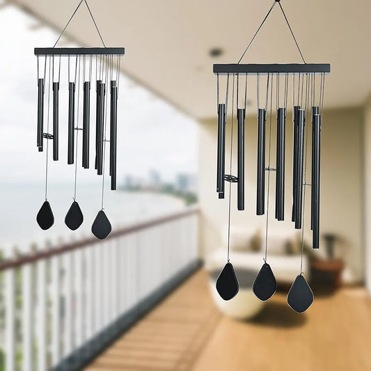 Zaicus Wind Chime Black 12 Pipe Wind Chime-027