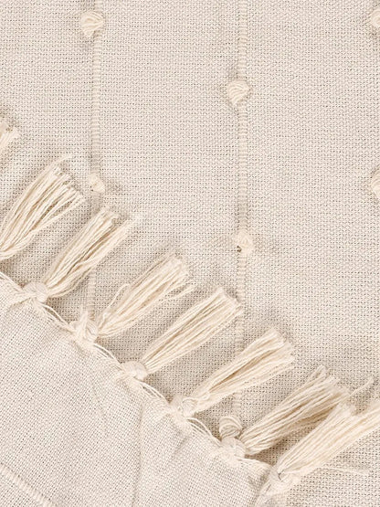 Sashaa World Cotton Throw Bedcover Super Soft & Breathable Colour Natural/Cream