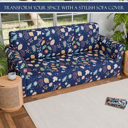 Kuber Industries Elastic Sofa Cover 3 Seater Stretchable Blue Colour