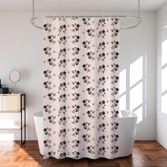 Kuber Industries Shower Curtain Bathroom Shower Curtain 8 Rings Curtain Brown Rose Transparent