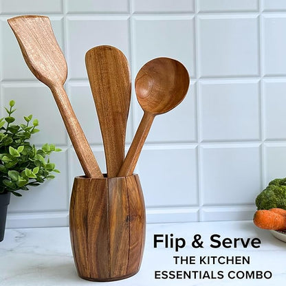 Fiable Pure Neem Wood Spatula for Cooking Wooden Spatula for Baking and Mixing
