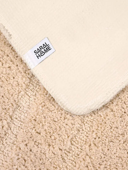 Saral Home Soft Microfiber Anti-slip Rectangular Bathmat Colour Beige (Pack of 2)
