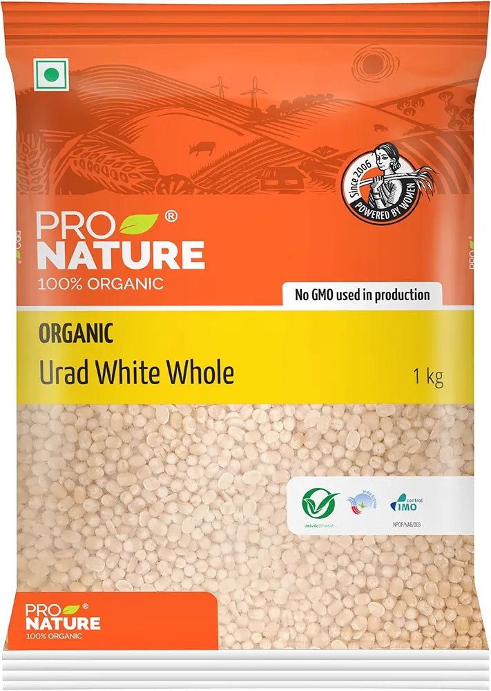 Pro Nature Organic 100% Organic Urad White Whole, 1kg