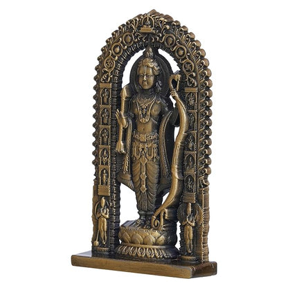 Ecraftindia Golden Metal Handcrafted Shri Ram Statue Holding Bow & Arrow | Ayodhya Ram Lalla Idol