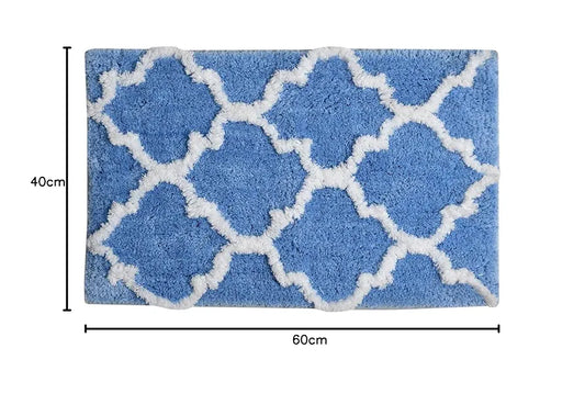 Aerohaven Glorious Super Soft Microfiber Abstract Moroccan Designer Anti Slip Bathmat Aqua Colour