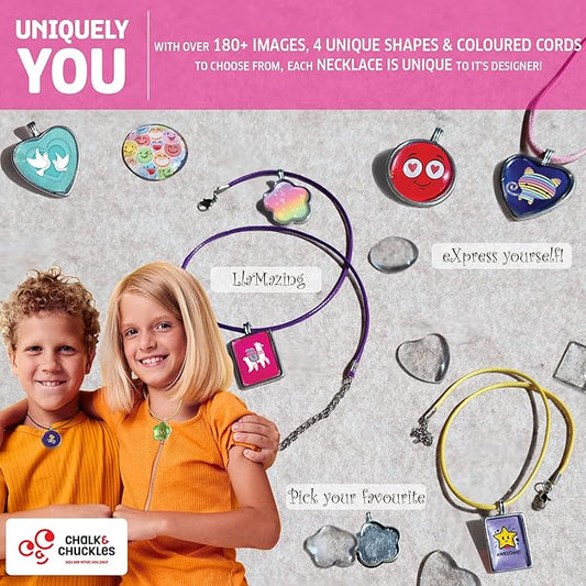 Chalk and Chuckles Art and Craft Pendant Jewellery Making Kit for Kids | Creative Diy Toy | Metal, Multicolor