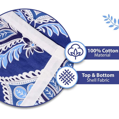 Divine Casa Floret 100% Cotton Double Dohar 120 GSM Soft & Lightweight Throw Blanket Colour Dazzling Blue