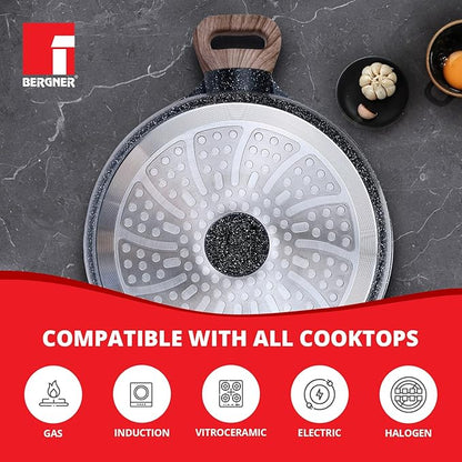 Bergner Ultimate Non Stick Casserole/briyani Pot/handi With Glass Lid | 28 Cm | 6 Litres