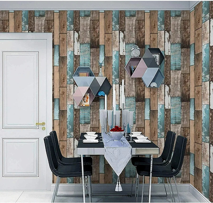 Jaamso Royals Vintage Wooden Distressed Wallpaper for Furnitur Pvc Waterproof 400 x 45 CM