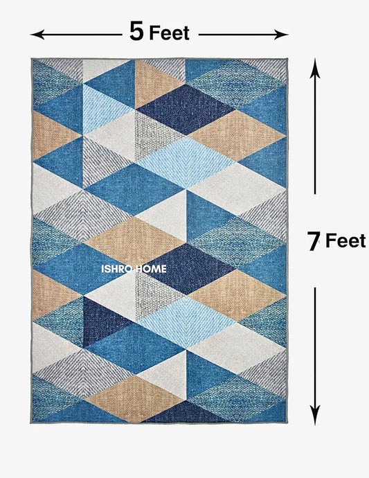 Ishro Home 3d Jet Multi Printed Carpet Rug Runner And Carpets For Bedroom Colour Crystals 5x7 Feet