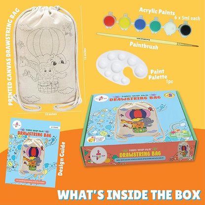 Kalakaram Diy Drawstring Bag Painting Kit | Animal Theme Painting Kit |  Diy Painting Kit for Kids