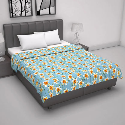 Divine Casa Floret 100% Cotton Double Dohar 120 GSM Soft & Lightweight Throw Blanket Colour Wildflower Charm