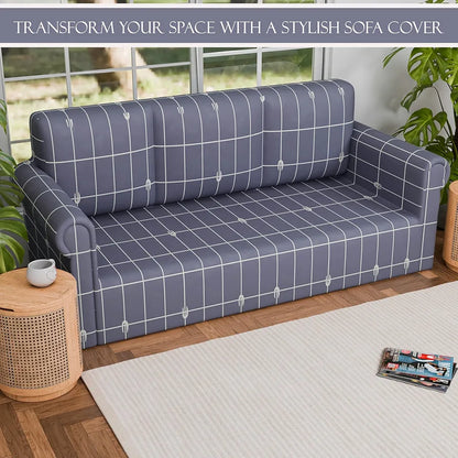 Kuber Industries Elastic Sofa Cover 3 Seater Stretchable Couch Slip Cover Grey