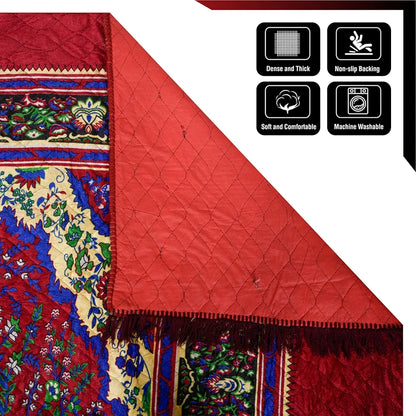 Kuber Industries Carpet Velvet Carpet-Rug for Home Decor Carpet Rug for Bedroom Printed Carpet for Living Room Maroon