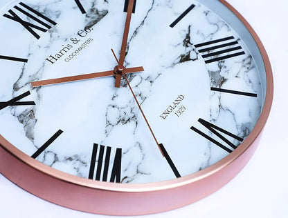 Harris & Co. Clockmasters Luxury Wall Clock Marble Design - 12 Inch  -Analog