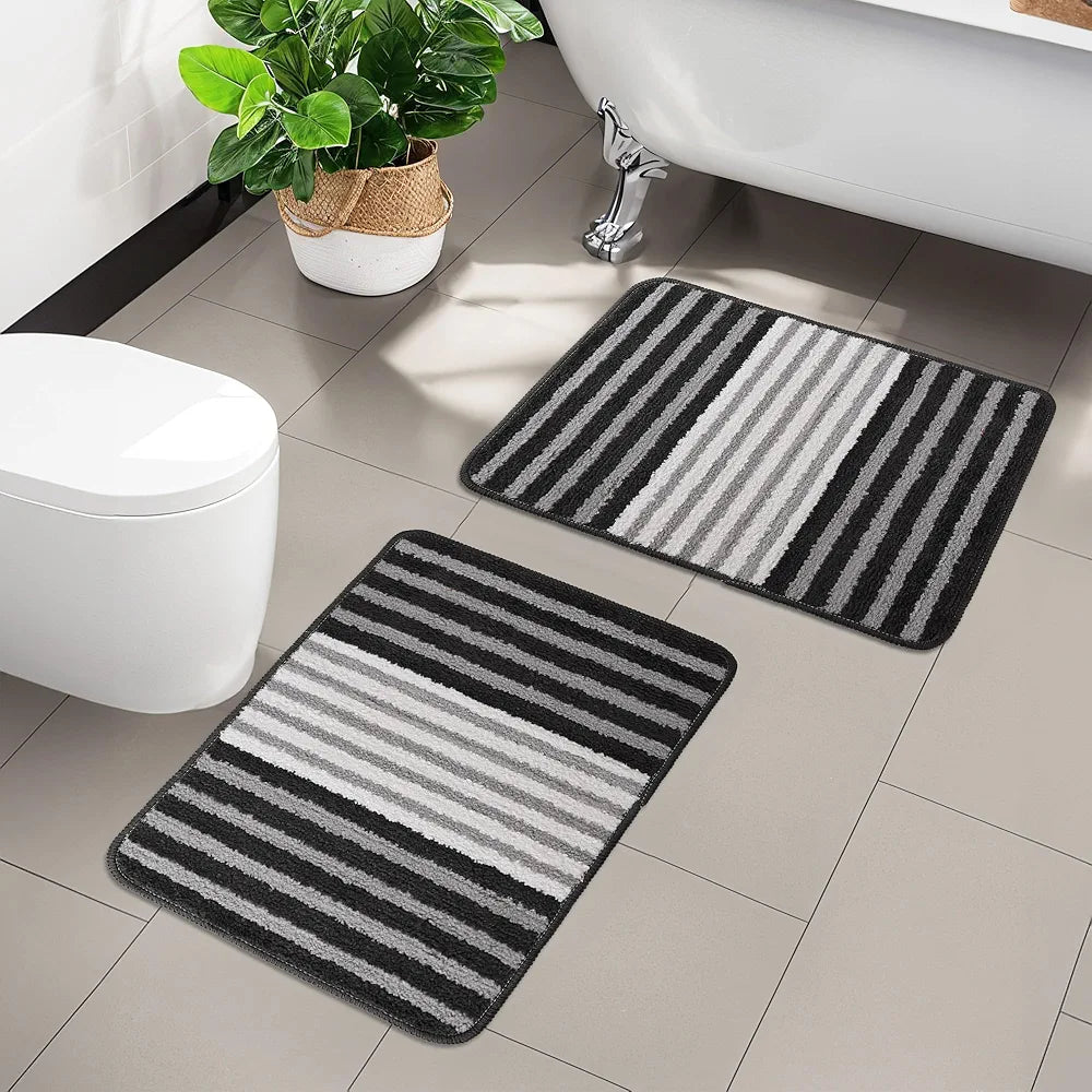 Kuber Industries Anti-Skid Water-Absorbent Door Mats for Home Pearl Lining Grey