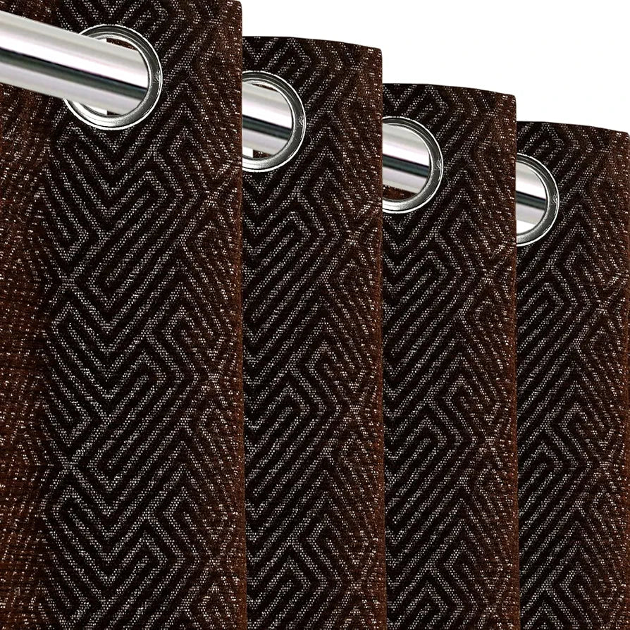Saral Home Pacman Chenille Blackout Long Door Curtains 2pc Colour Brown