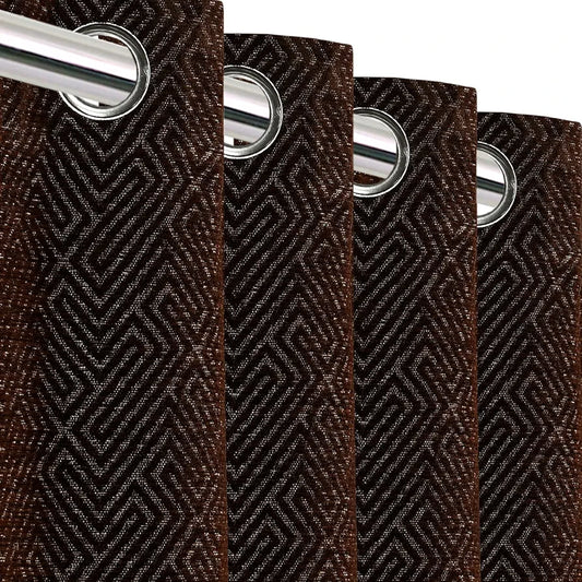 Saral Home Pacman Chenille Blackout Long Door Curtains 2pc Colour Brown