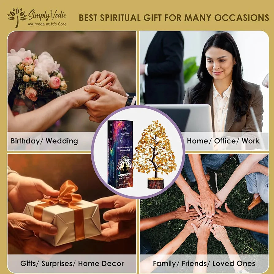 Simply Vedic Chakra Yellow Jade Crystal Tree