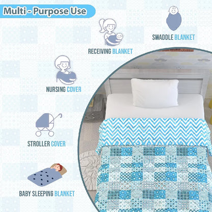 Divine Casa 120 GSM Microfiber Reversible Kids Single Bed Comforter Ultra-Soft Toddler Blanket Colour Aquarius Tile