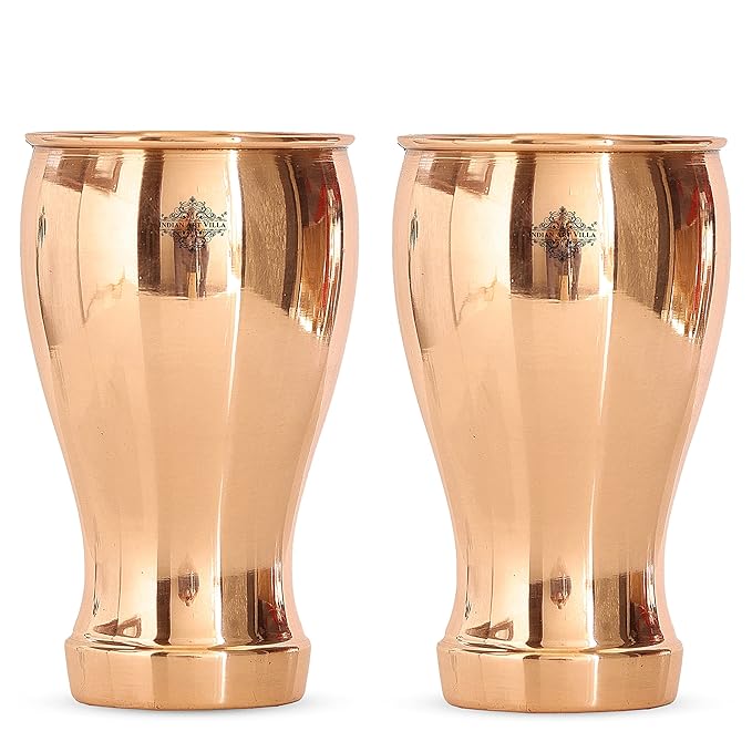 Indian Art Villa 5.5" X 3.0" Pure Copper Wine Glass Goblet Tumbler Cup | 490 ml