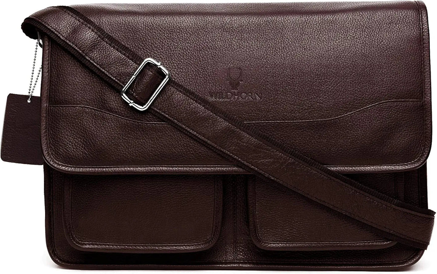 WildHorn Urban Edge100% Leather Laptop Messenger Brown Men's Bag 