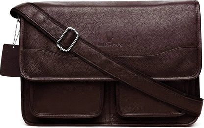 WildHorn Urban Edge100% Leather Laptop Messenger Brown Men's Bag 
