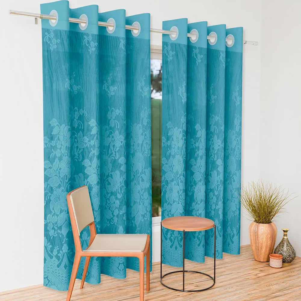 Kuber Industries Door Curtains Premium Drapes for Bedroom with 8 Rings SY27 Green Colour