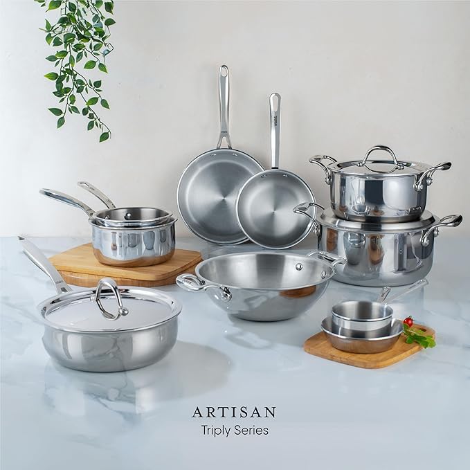Stahl Artisan Triply Stainless Steel Fry Pan | Induction & Gas Stove Compatible Frying Pan, Omelette Pan, Egg Pan | 0.6 L | 16 Cm